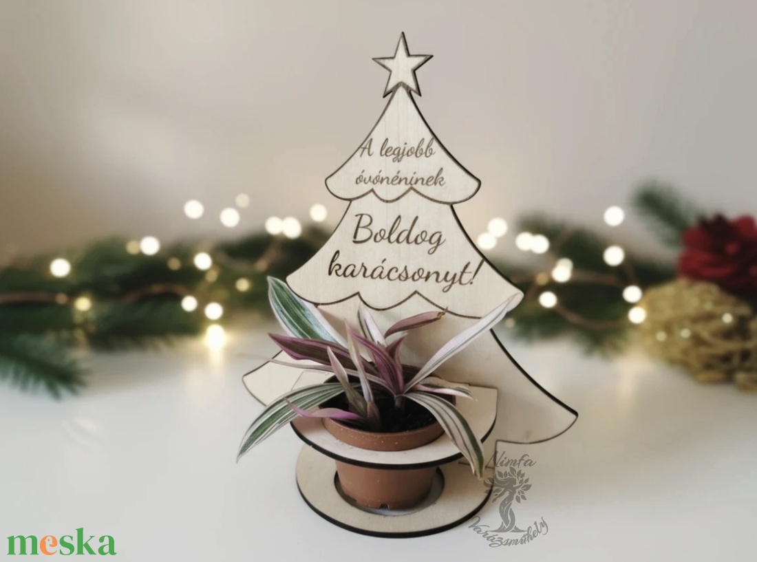 Karácsonyi ajándék óvónéninek, tanárnőnek, névreszóló emlék, virágtartó - karácsony - adventi díszek - adventi asztaldísz - Meska.hu