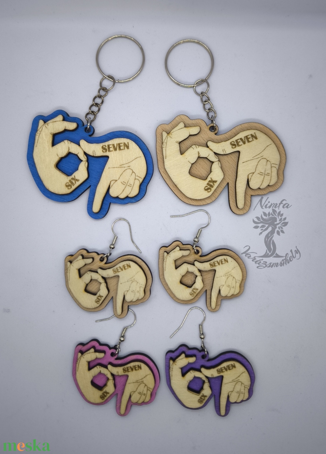 67 sixseven kulcstartó vagy fülbevaló ajándék - táska & tok - kulcstartó & táskadísz - kulcstartó - Meska.hu