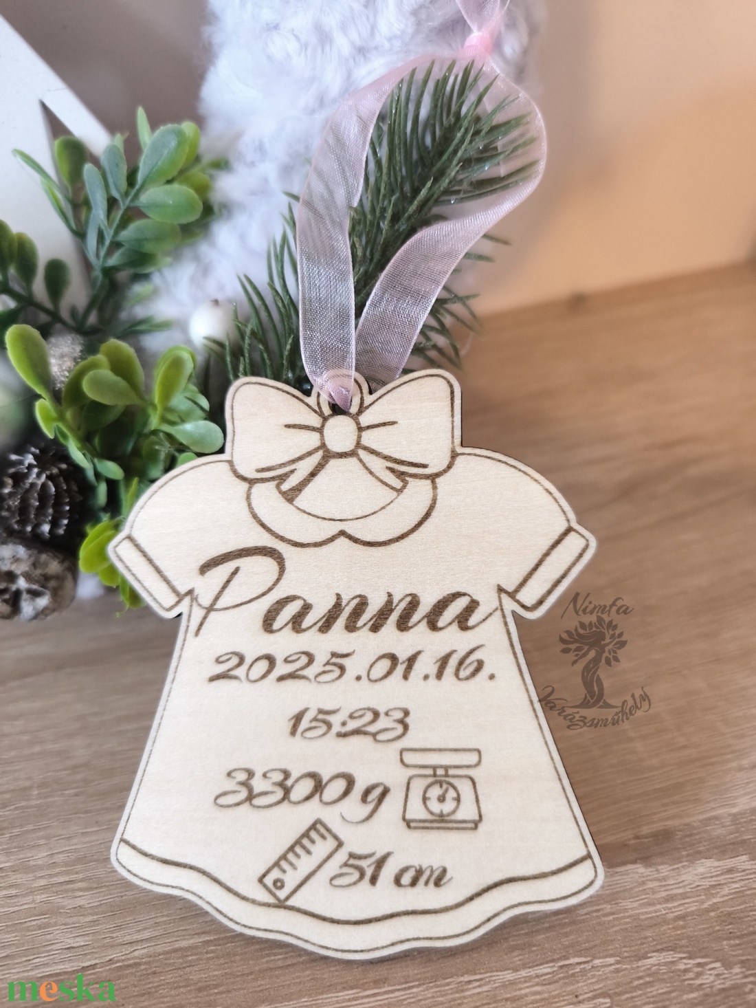 Baba születési adatok karácsonyfadísz, baba első karácsonya - karácsony - karácsonyi lakásdekoráció - karácsonyfadíszek - Meska.hu