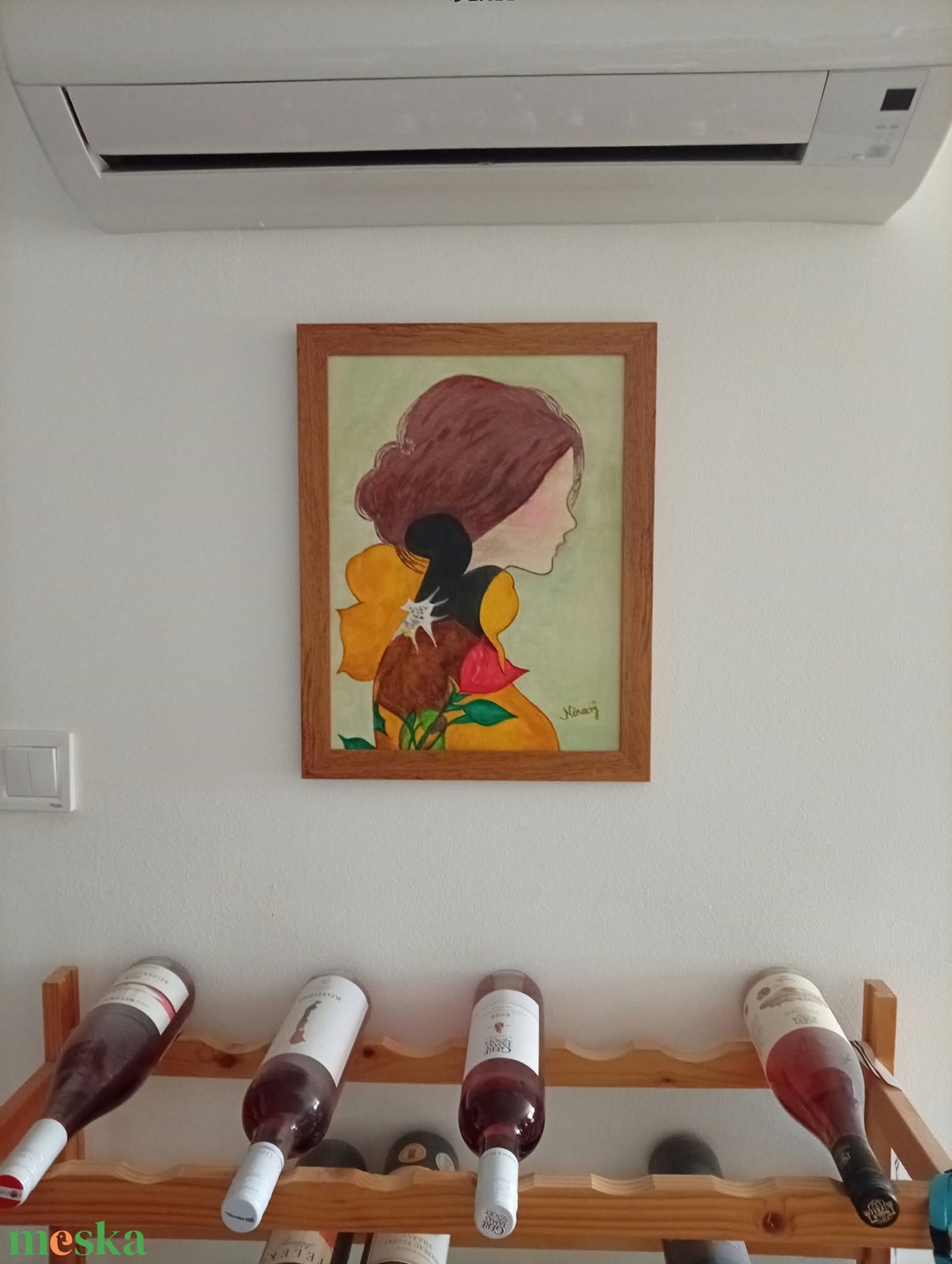 Madame Nora című, eredeti Ninary akril festmény fa keretben, hitelesítési tanúsítvánnyal, 30X40 cm - művészet - festmény - akril - Meska.hu