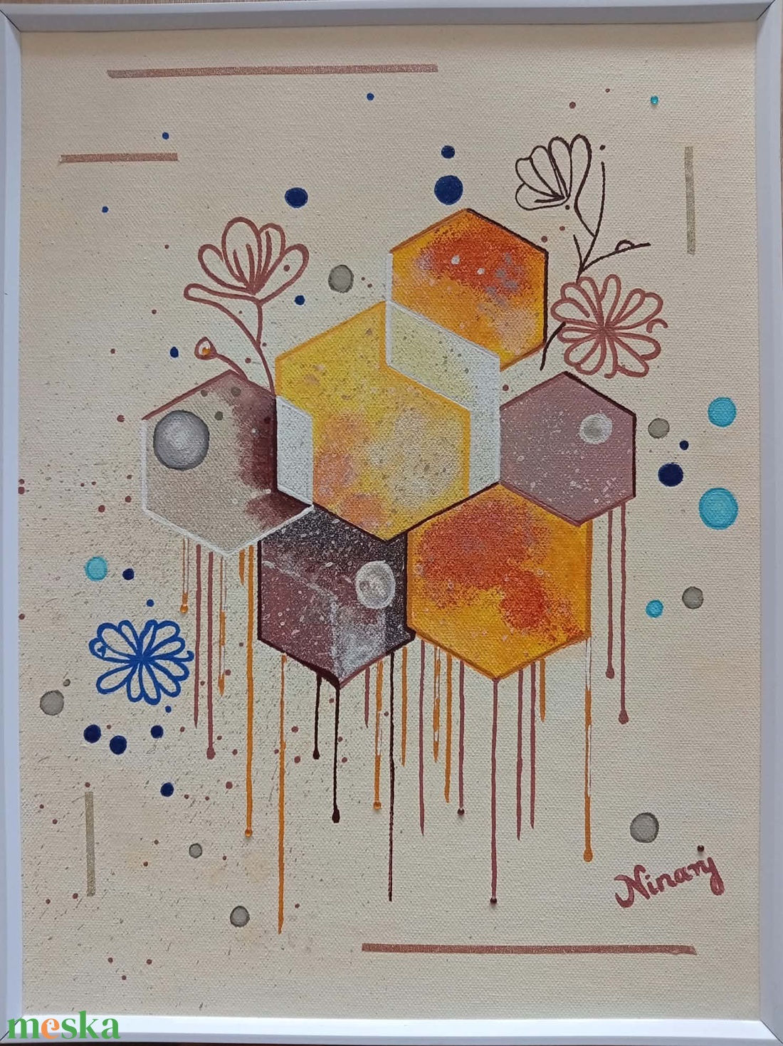 Latte Macchiato című eredeti, akril, szignózott Ninary festmény keretben, 30X40 cm - művészet - festmény - akril - Meska.hu