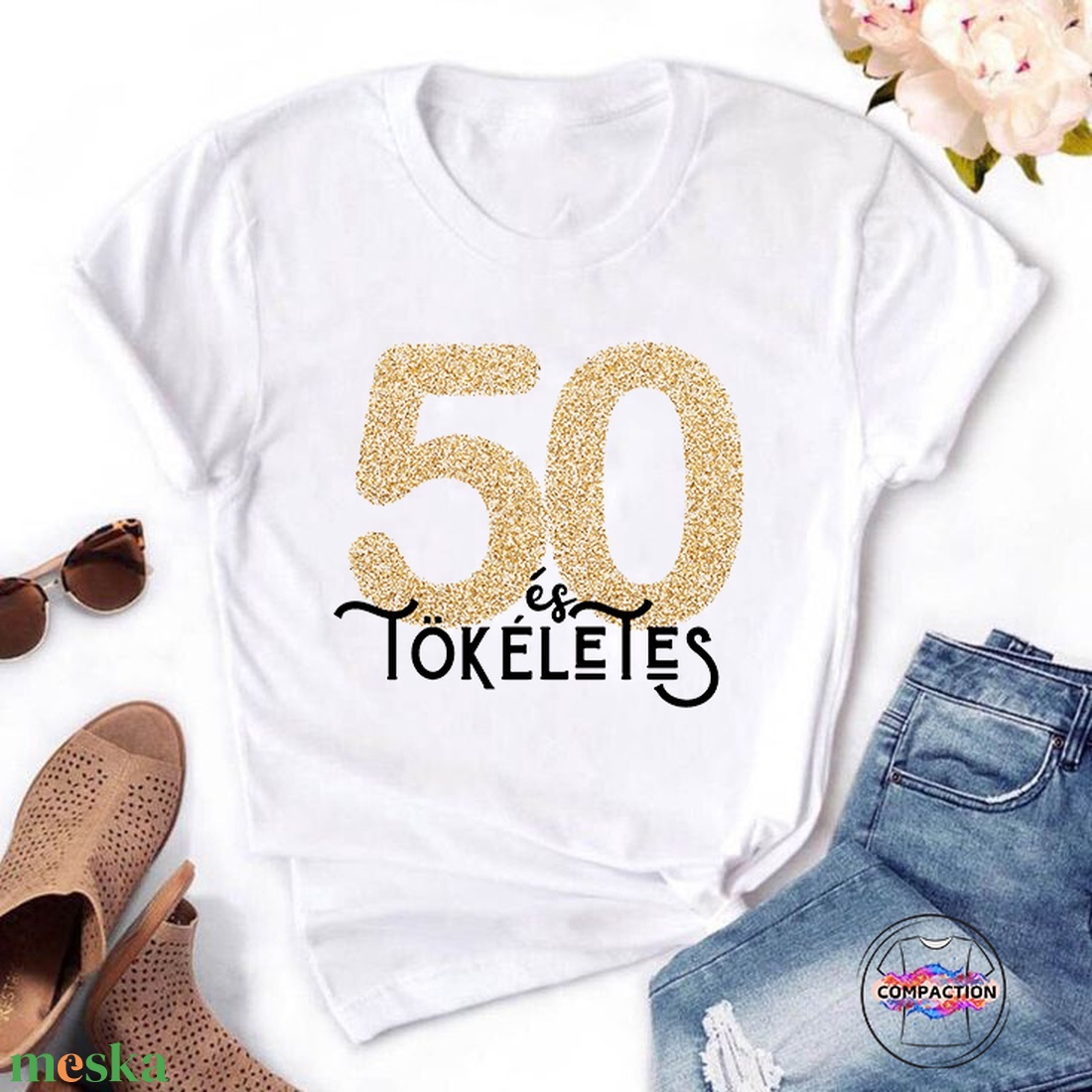 50 és tökéletes! szülinapos póló - női - ruha & divat - női ruha - póló, felső - Meska.hu 50 és tökéletes! szülinapos póló - női - ruha & divat - női ruha - póló, felső - Meska.hu