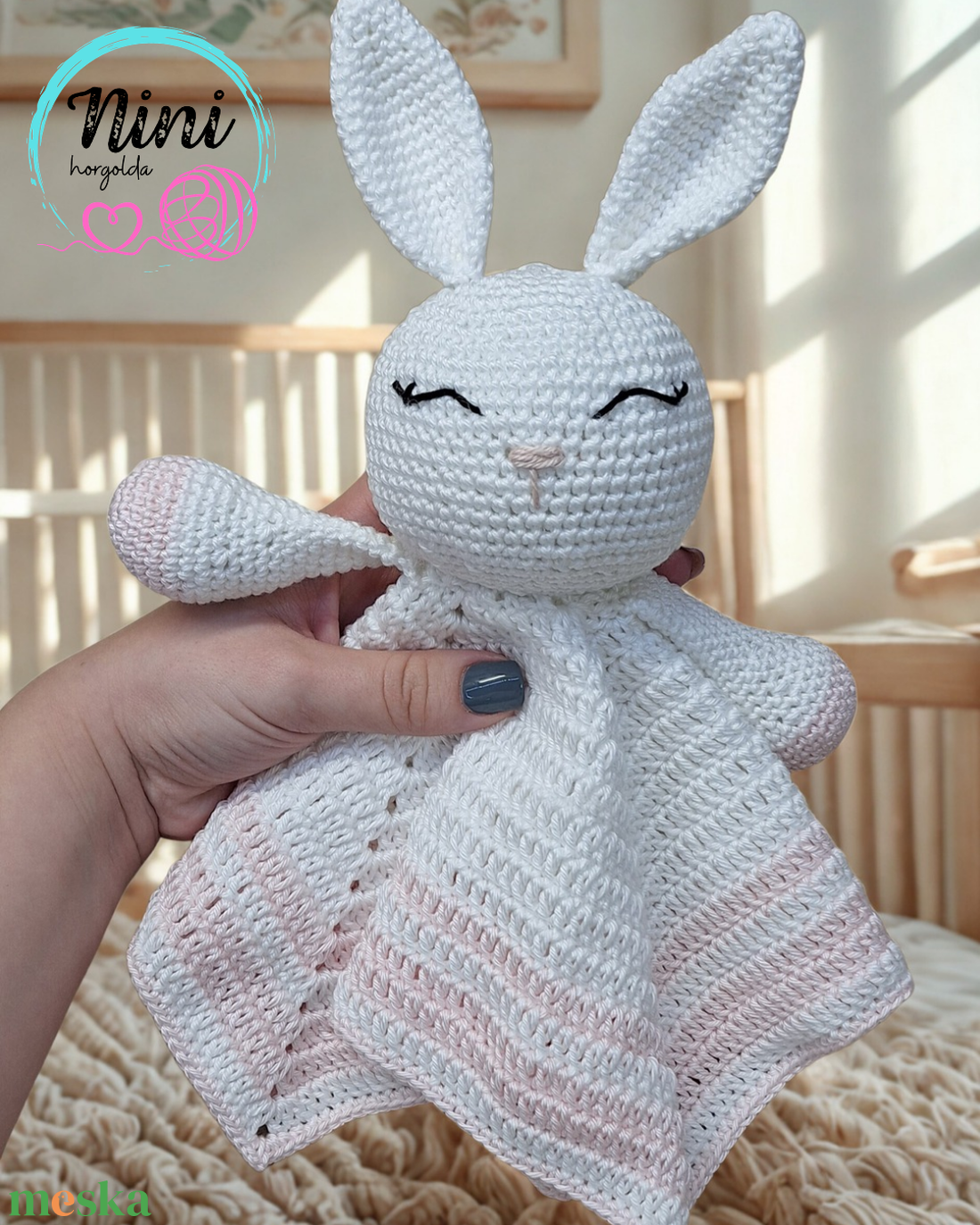 Nyuszis szundikendő - baba - mama - baba játékok - szundikendő, alvóka - Meska.hu