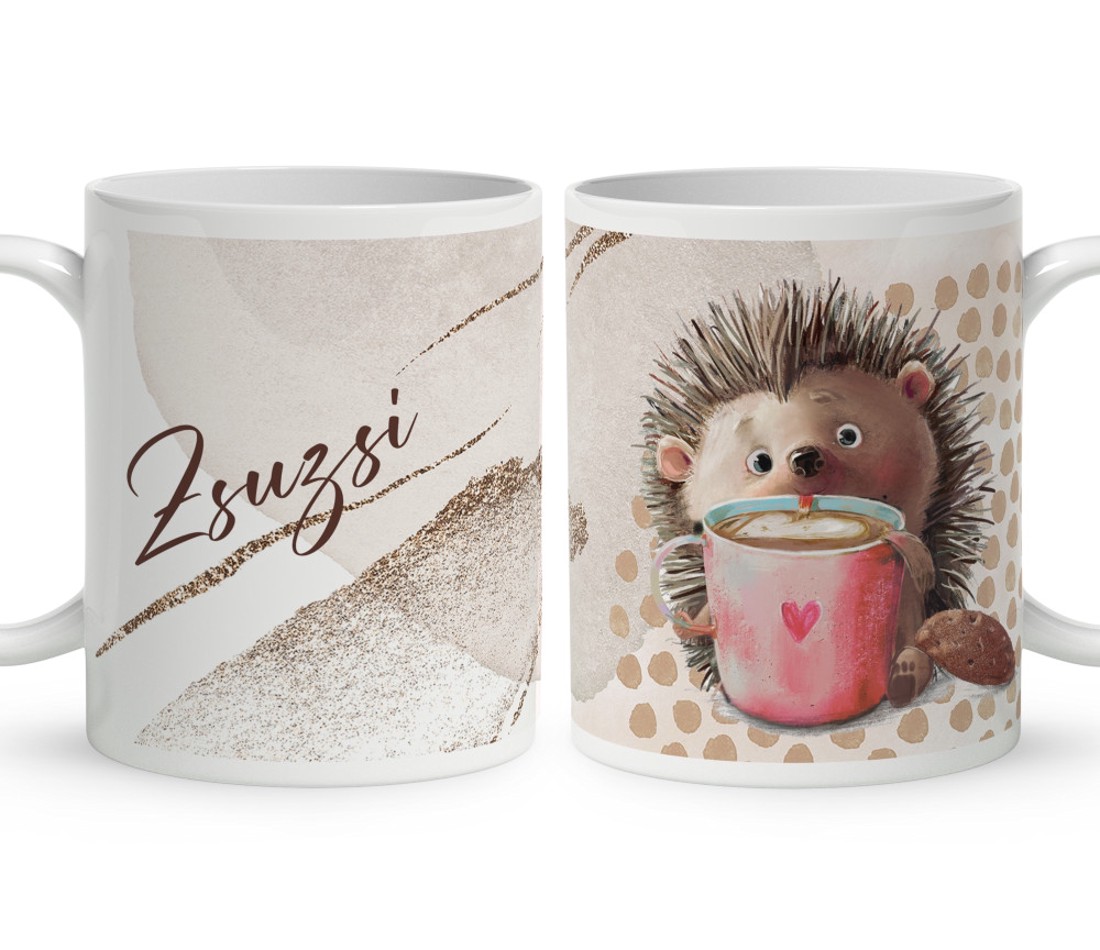 Kérd a neveddel - Kakaós süni mintás bögre - otthon & életmód - konyhafelszerelés, tálalás - tálalás - bögre & csésze - Meska.hu