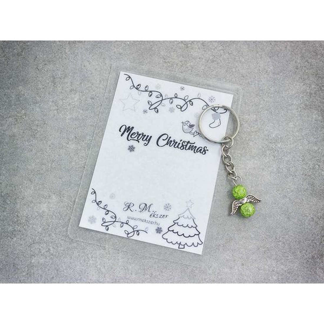 Merry Christmas zöld angyal medálos kulcstartó - táska & tok - kulcstartó & táskadísz - kulcstartó - Meska.hu