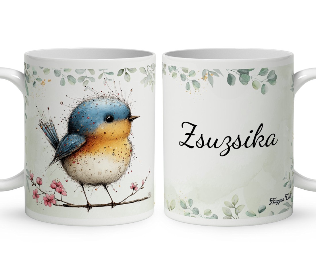 Névvel kérhető - Aranyos kék cinege, a fürge akrobata mintás bögre - otthon & életmód - konyhafelszerelés, tálalás - tálalás - bögre & csésze - Meska.hu