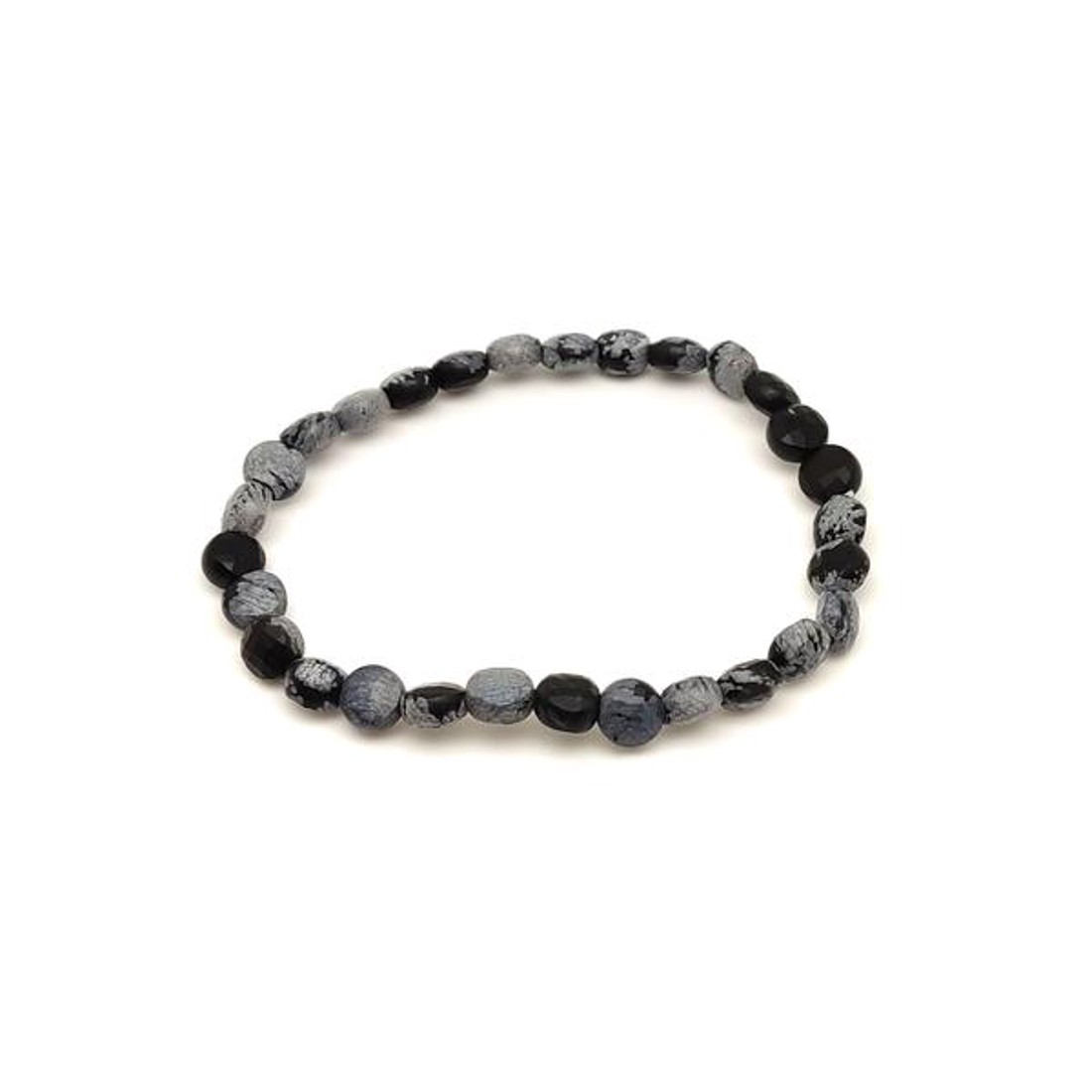 Obszidián hópehely fazettált korong karkötő 6x4mm - ékszer - karkötő - ásványkarkötő - Meska.hu