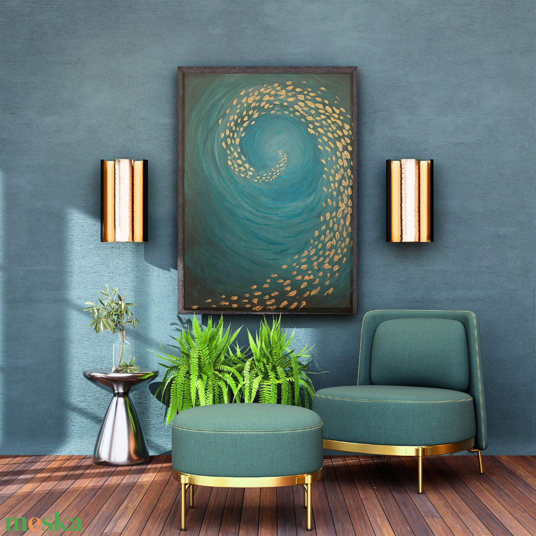 Örvény Absztrakt metál  akril festmény - művészet - festmény - akril - Meska.hu