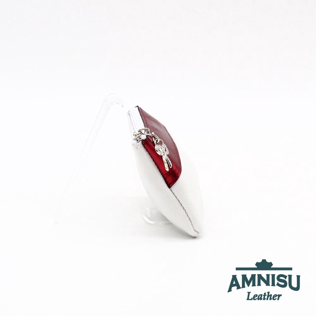 Fehér - metál bordó ívelt egy cipzáras kulcstartó C3002 - táska & tok - kulcstartó & táskadísz - kulcstartó - Meska.hu