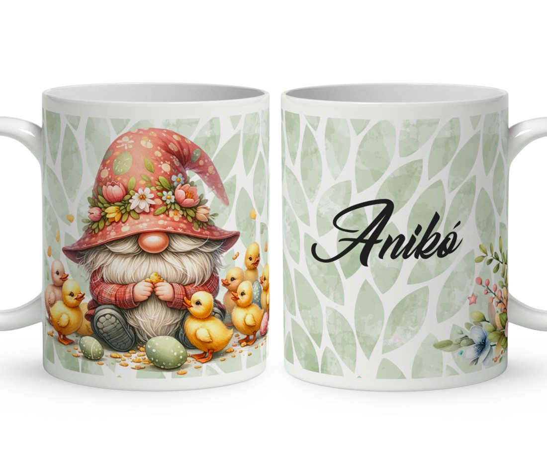 Névvel kérhető - Húsvéti manó kis csibékkel mintás bögre - otthon & életmód - konyhafelszerelés, tálalás - tálalás - bögre & csésze - Meska.hu