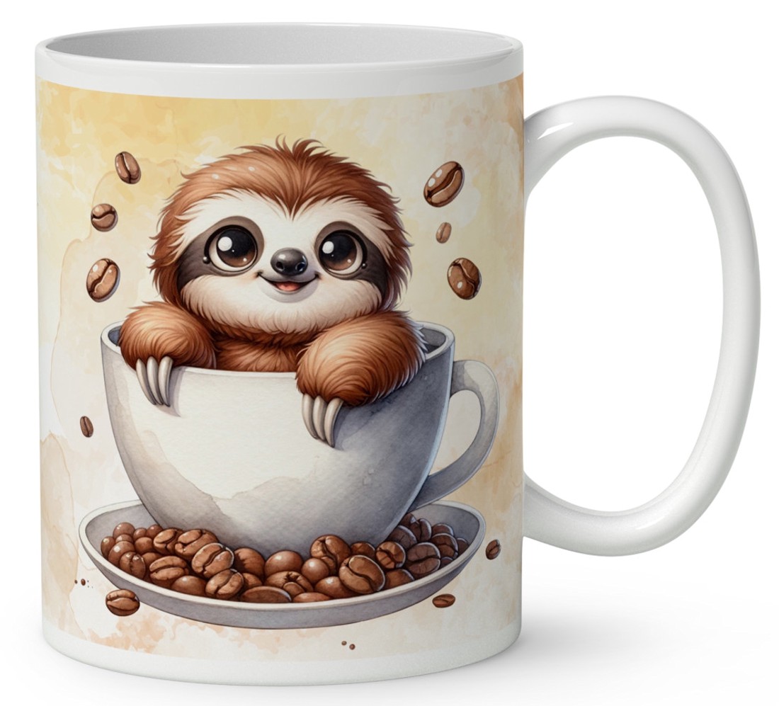 Névvel kérhető - Mosolygós Kávés lajhár mintás bögre - otthon & életmód - konyhafelszerelés, tálalás - tálalás - bögre & csésze - Meska.hu