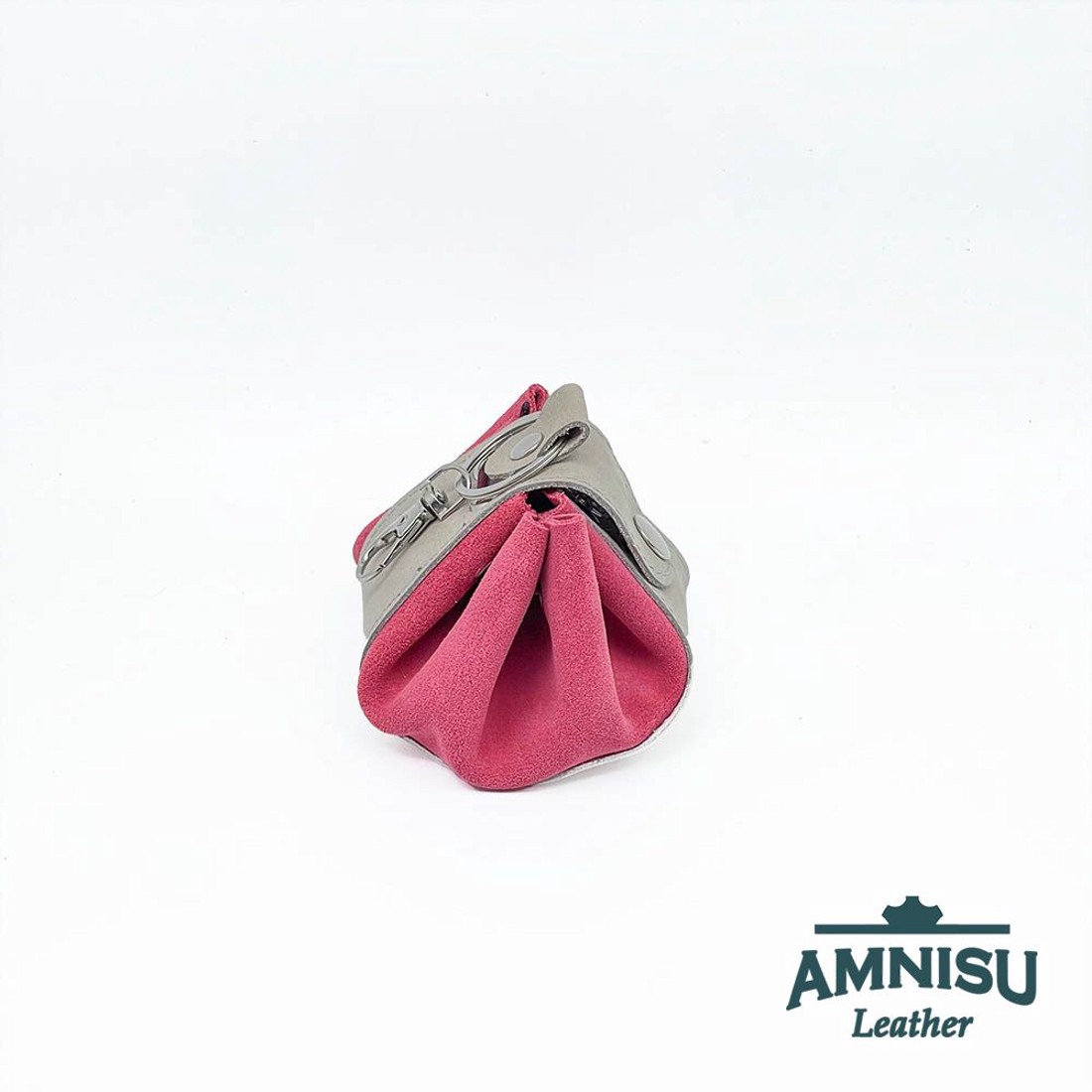 Szürke - sötét rózsaszín bőr mini 2in1 szütyő és kockatálca N8014-4011 - játék & sport - táblajáték és kártyajáték - társasjátékok - dobókocka - Meska.hu