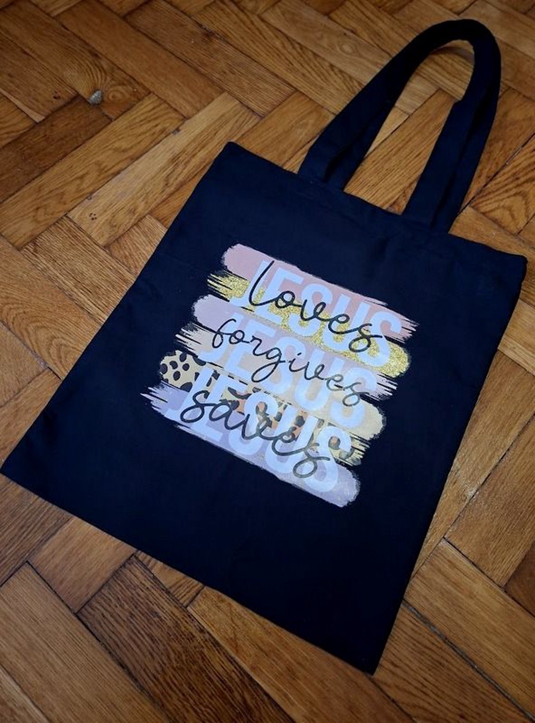 Bibliai igés szatyor- JESUS LOVES, FORGIVES, SAVES-009 -  - Meska.hu