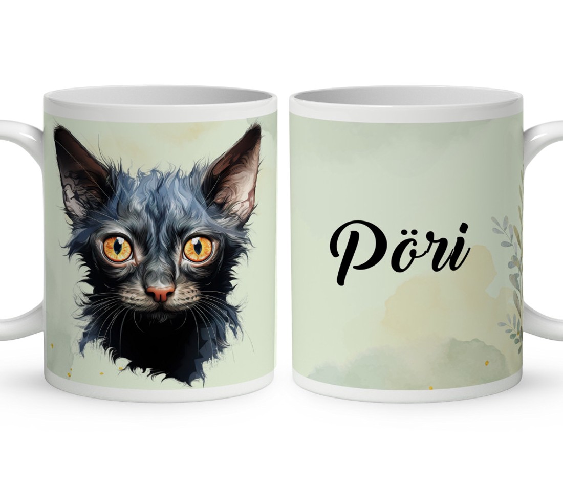 Névvel kérhető - Lykoi macska portré mintás bögre - otthon & életmód - konyhafelszerelés, tálalás - tálalás - bögre & csésze - Meska.hu