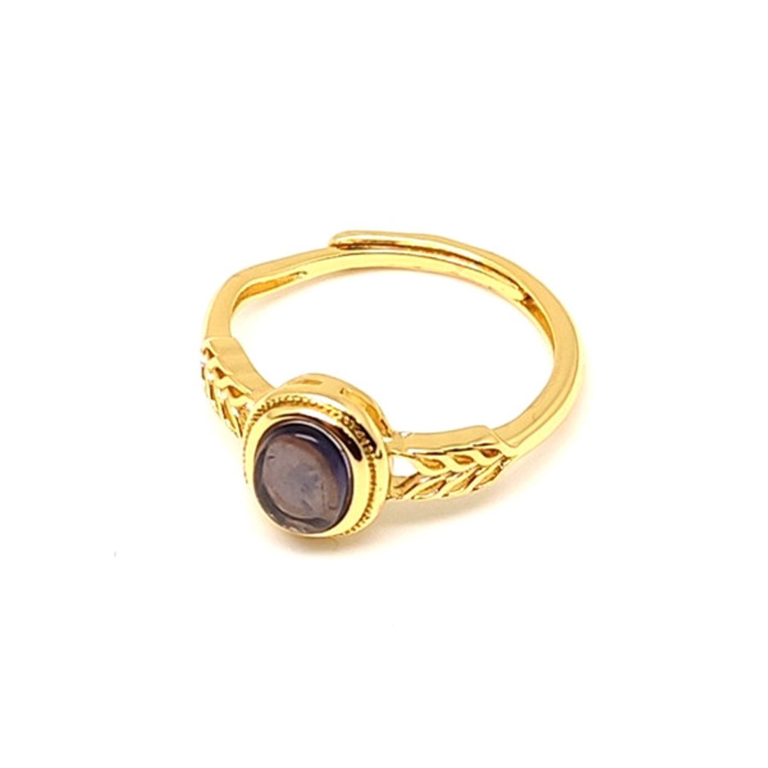 Tanzanit gyűrű áttört 10x8 mm, aranyszínű, állítható Szavannai Est - ékszer - gyűrű - Meska.hu