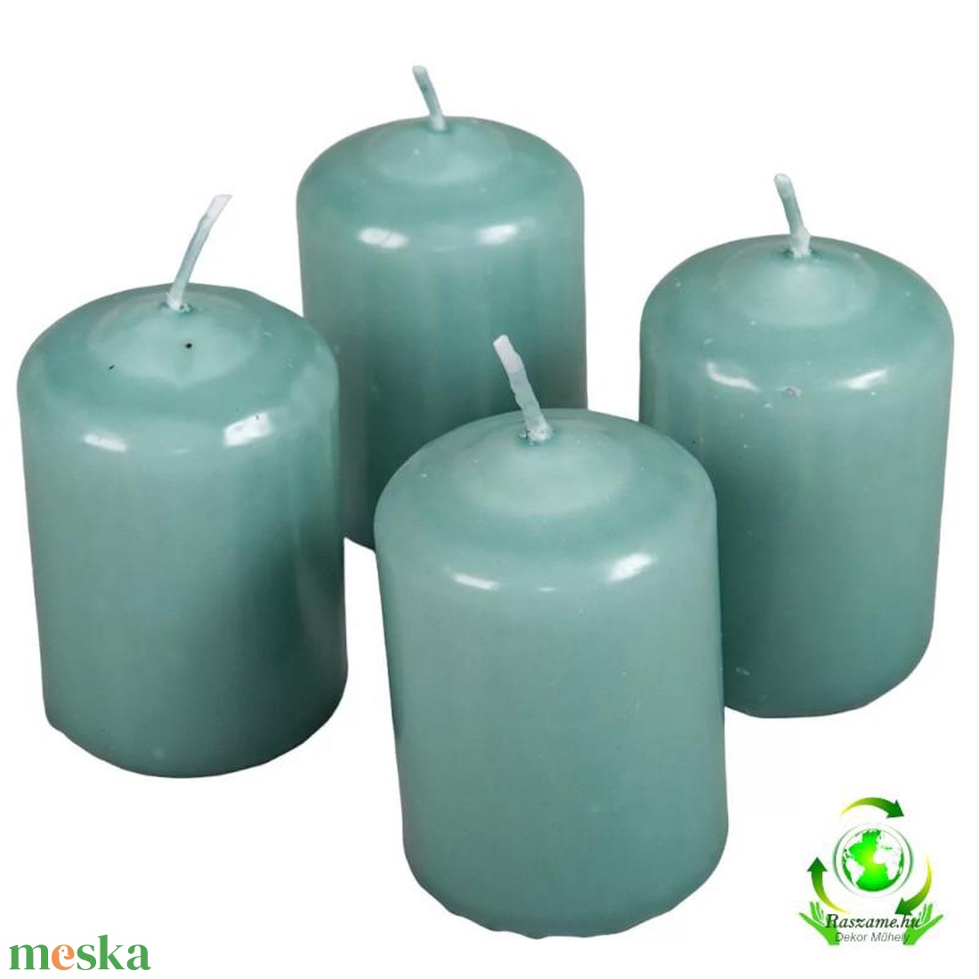 Mártott henger gyertya 50x75 mm - menta - kellékek & szerszámok - dekorációs kellékek - dekorációs gyertya - Meska.hu