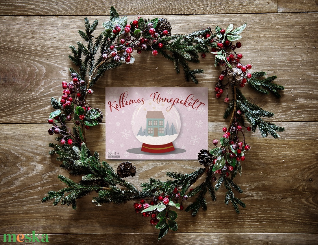 Hógömb Képeslap - karácsony - karácsonyi ajándékozás - karácsonyi képeslap, üdvözlőlap, ajándékkísérő - Meska.hu