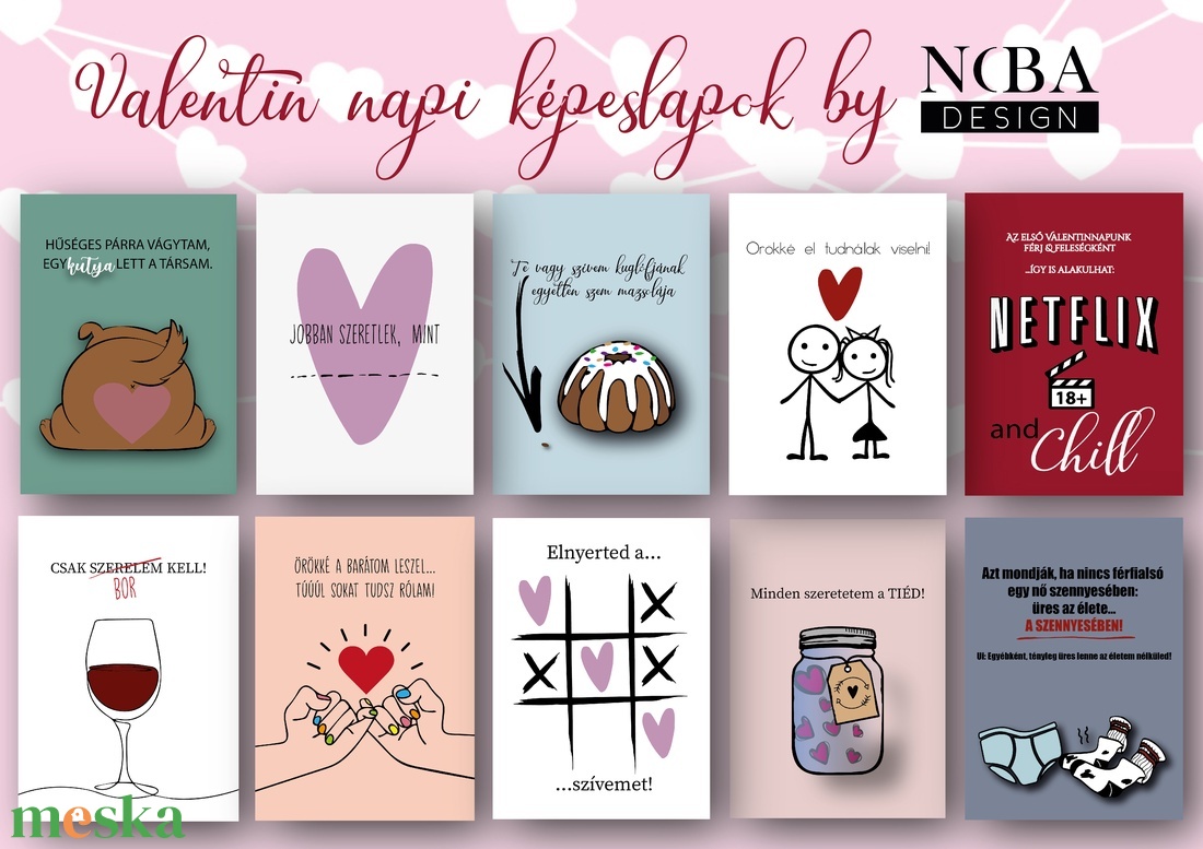 SZERETLEK-Valentinnapi képeslap nem csak szerelmeseknek - otthon & lakás - papír írószer - képeslap & levélpapír - Meska.hu