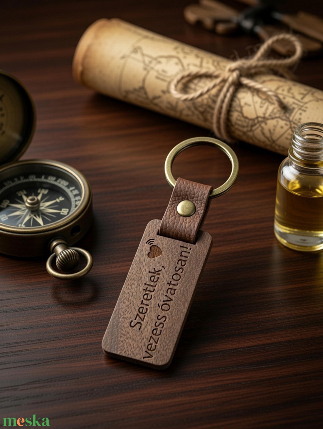 Egyedi gravírozott kulcstartó (fa)� Spotify kóddal és Szeretlek, vezess óvatosan - táska & tok - kulcstartó & táskadísz - kulcstartó - Meska.hu