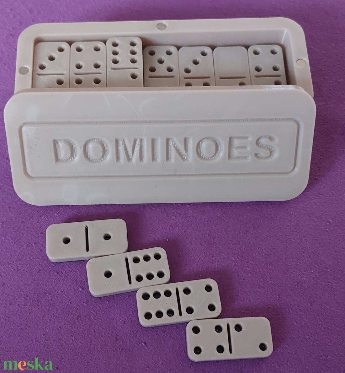 3D Nyomtatott Dominókészlet Tárolódobozzal - játék & sport - készségfejlesztő és logikai játék - memória játékok - Meska.hu