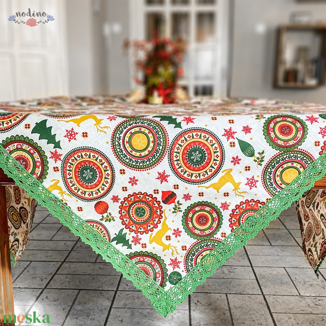 Karácsonyi, adventi csipke szegélyes terítő, zöld-bézs, szarvas mintával 64x64 cm - karácsony - adventi díszek - adventi asztaldísz - Meska.hu Karácsonyi, adventi csipke szegélyes terítő, zöld-bézs, szarvas mintával 64x64 cm - karácsony - adventi díszek - adventi asztaldísz - Meska.hu