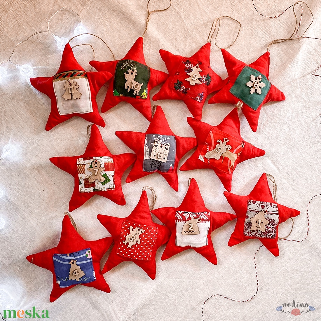 Adventi naptár, akasztós piros csillagok színes zsebbel, csíkos akasztóval, karácsonyi dekoráció (24 darab) - karácsony - adventi díszek - adventi naptár - Meska.hu Adventi naptár, akasztós piros csillagok színes zsebbel, csíkos akasztóval, karácsonyi dekoráció (24 darab) - karácsony - adventi díszek - adventi naptár - Meska.hu