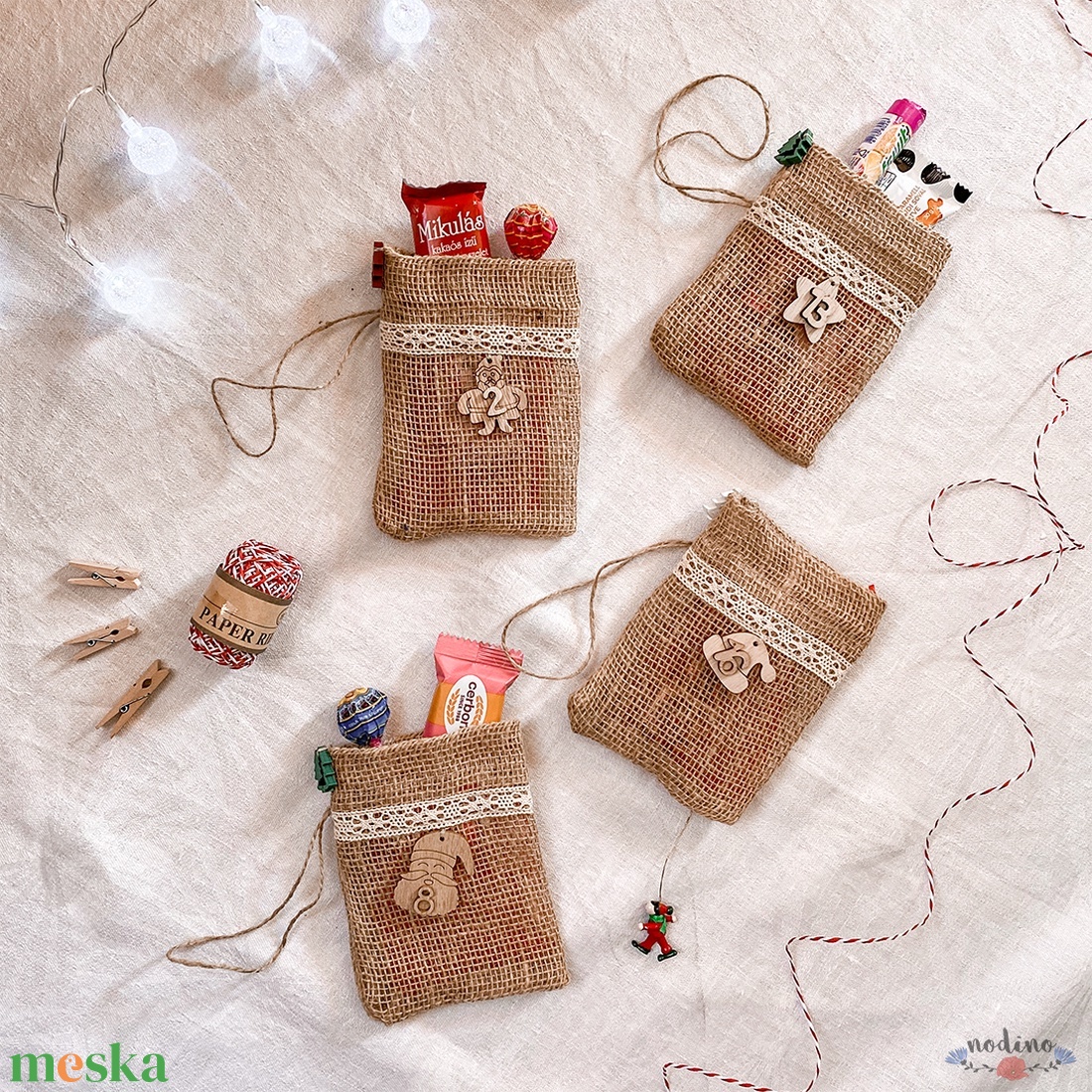 Adventi naptár, natúr juta zsákok csipkével és fa számokkal, karácsonyi dekoráció (24 darab) - karácsony - adventi díszek - adventi naptár - Meska.hu Adventi naptár, natúr juta zsákok csipkével és fa számokkal, karácsonyi dekoráció (24 darab) - karácsony - adventi díszek - adventi naptár - Meska.hu