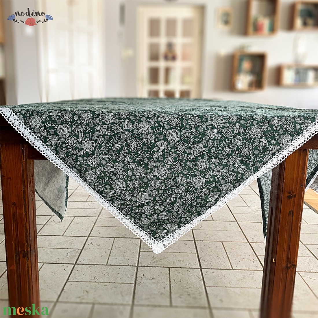 Zöld-fehér virág mintás terítő csipke szegéllyel (140 x 140cm) - otthon & életmód - konyhafelszerelés, tálalás - tálalás - terítő - Meska.hu Zöld-fehér virág mintás terítő csipke szegéllyel (140 x 140cm) - otthon & életmód - konyhafelszerelés, tálalás - tálalás - terítő - Meska.hu