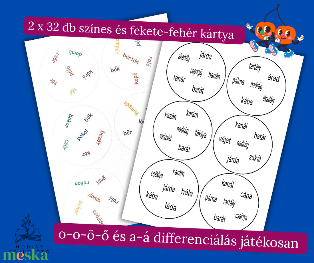 o-ó-ö-ő és a-á szópárosító kártyajáték - játék & sport - készségfejlesztő és logikai játék - oktató játékok - Meska.hu o-ó-ö-ő és a-á szópárosító kártyajáték - játék & sport - készségfejlesztő és logikai játék - oktató játékok - Meska.hu