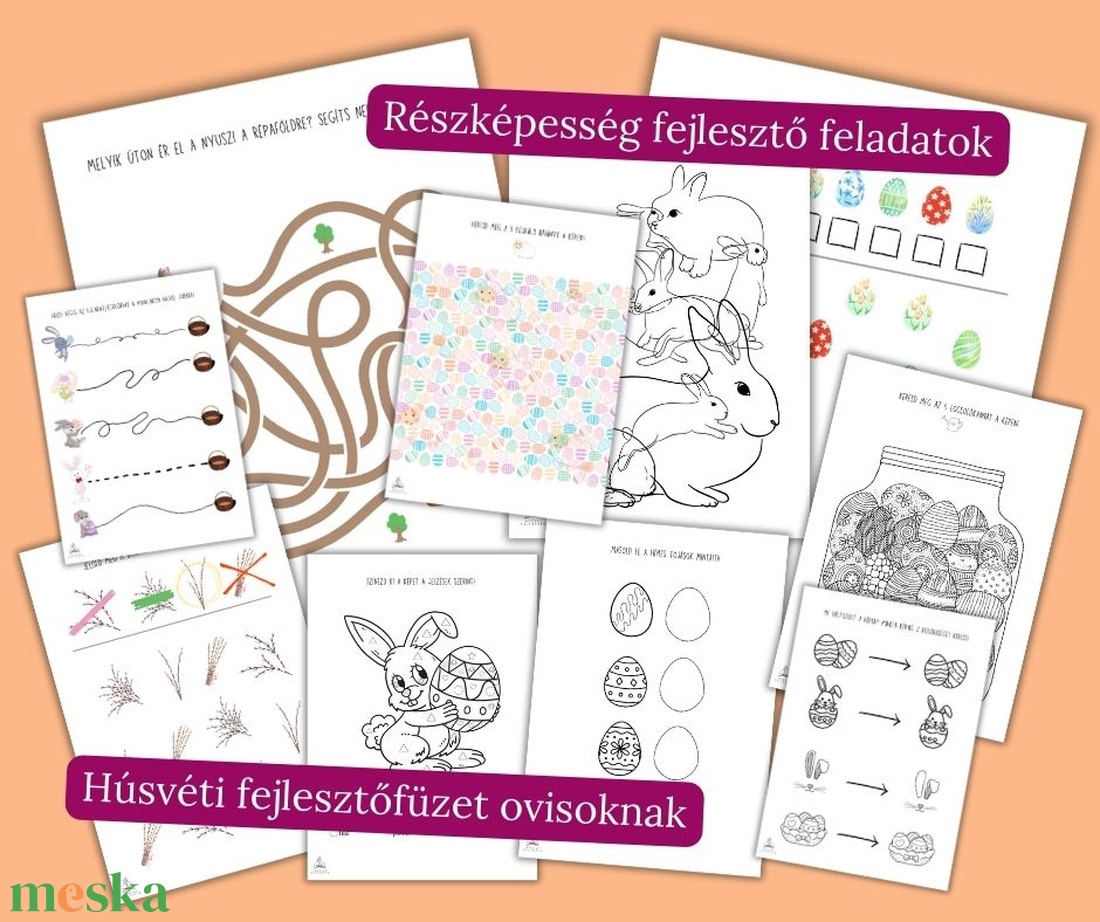 Húsvéti fejlesztőfüzet ovisoknak - játék & sport - készségfejlesztő és logikai játék - oktató játékok - Meska.hu Húsvéti fejlesztőfüzet ovisoknak - játék & sport - készségfejlesztő és logikai játék - oktató játékok - Meska.hu