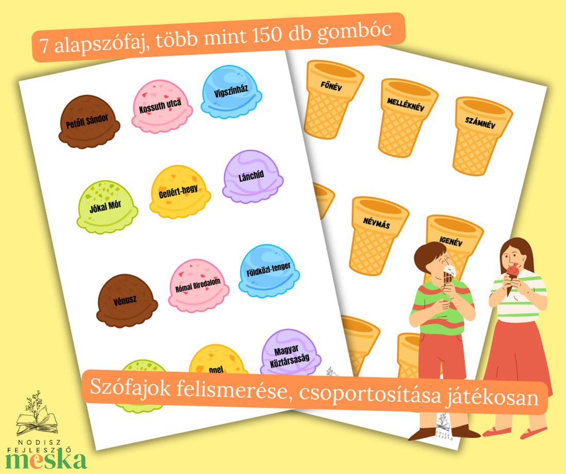 Szófaj-fagyik (gyakorlójáték) - játék & sport - készségfejlesztő és logikai játék - oktató játékok - Meska.hu