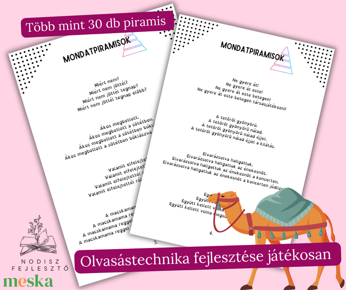 Mondatpiramisok (diszlexia prevenciós olvasólapok ) - játék & sport - készségfejlesztő és logikai játék - oktató játékok - Meska.hu