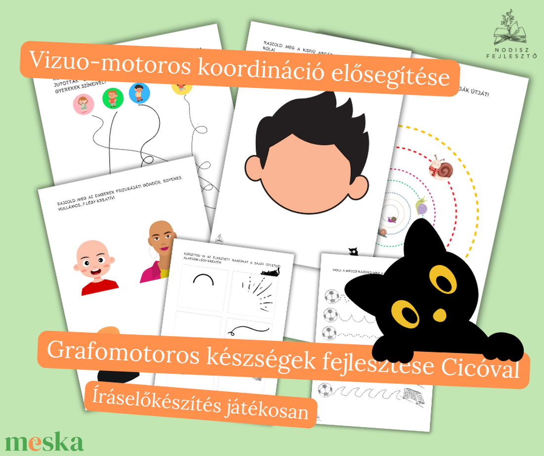 Grafomotoros készségfejlesztő füzet a macskakaparás megelőzésére - játék & sport - készségfejlesztő és logikai játék - oktató játékok - Meska.hu
