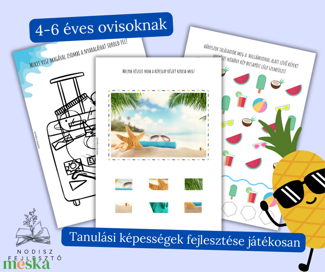 Vakáció fejlesztőfüzet ovisoknak - játék & sport - készségfejlesztő és logikai játék - oktató játékok - Meska.hu