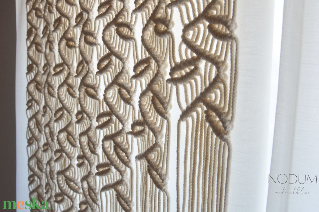 Egyedi levélmintás makramé függöny - otthon & életmód - lakástextil - függöny és kiegészítő - függöny - Meska.hu