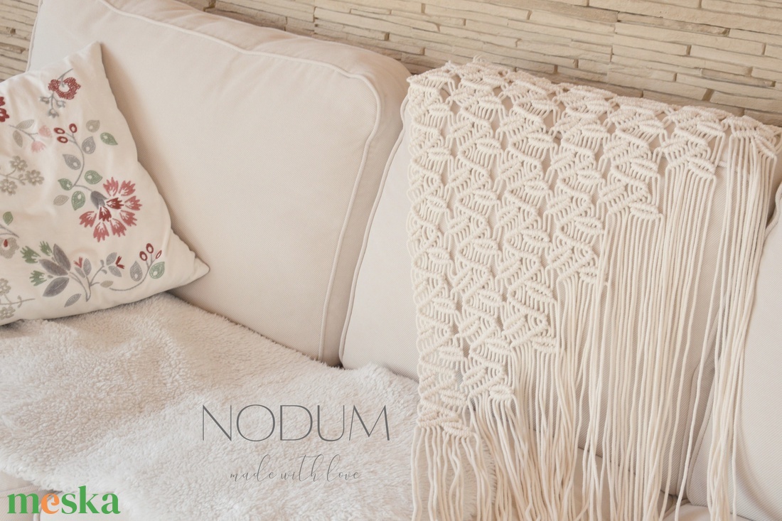 Egyedi levélmintás makramé függöny - otthon & életmód - lakástextil - függöny és kiegészítő - függöny - Meska.hu