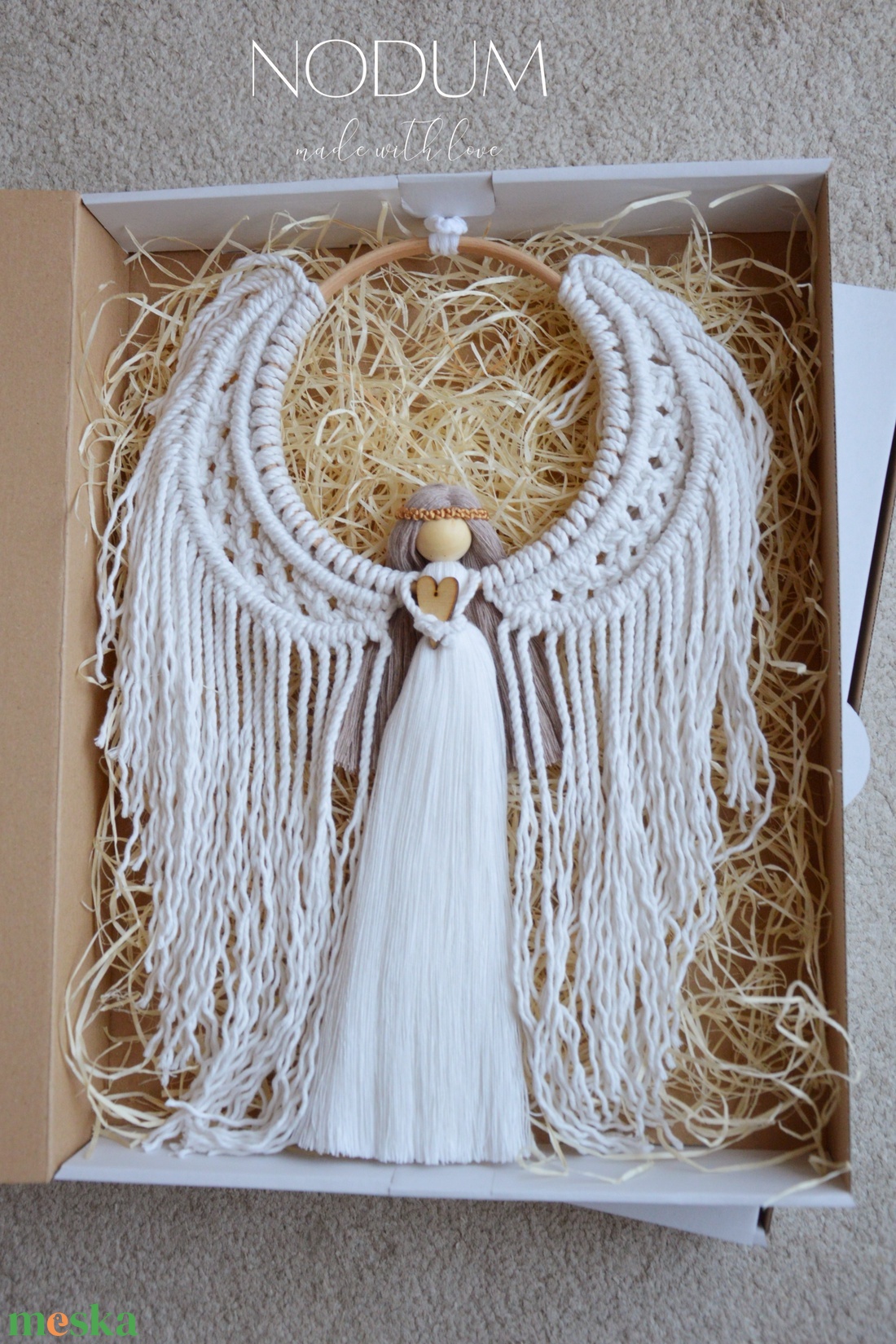 Makramé angyal, szívecskével (XL) 40 cm - karácsony - karácsonyi lakásdekoráció - karácsonyi lakásdíszek - Meska.hu Makramé angyal, szívecskével (XL) 40 cm - karácsony - karácsonyi lakásdekoráció - karácsonyi lakásdíszek - Meska.hu