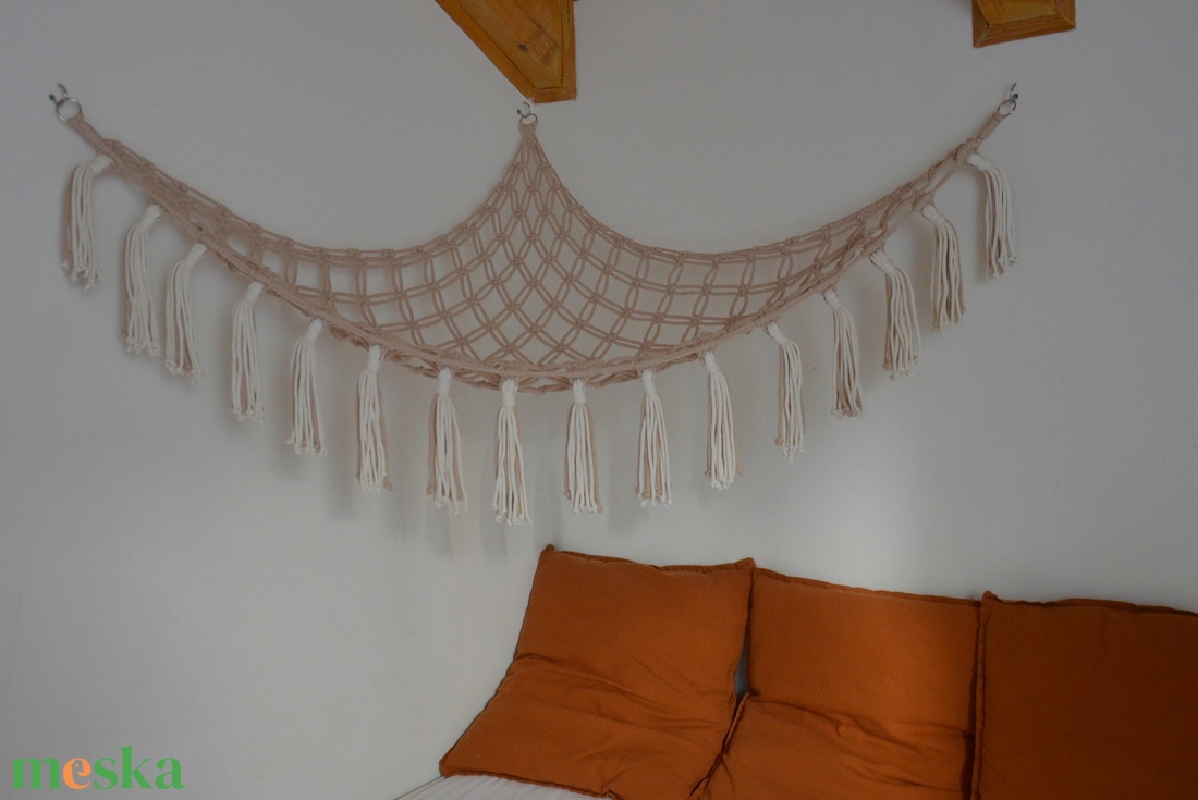 Makramé plüss tároló (tartó, hammock, függőágy) - baba - mama - babaszobabútor - játéktároló - Meska.hu