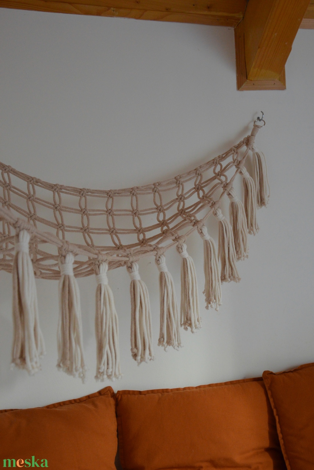 Makramé plüss tároló (tartó, hammock, függőágy) - baba - mama - babaszobabútor - játéktároló - Meska.hu