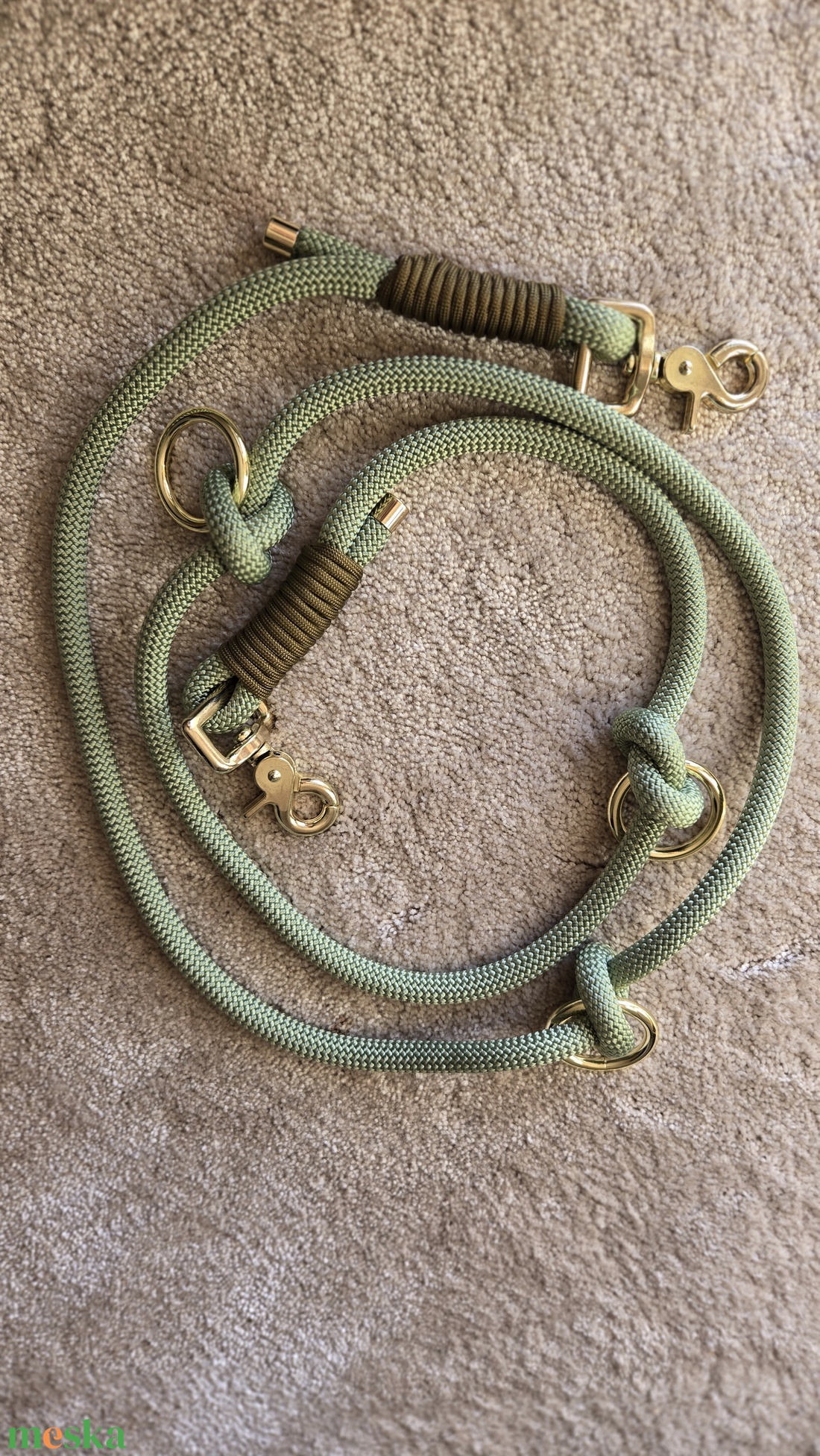 Olive Premium Paracord Kutyapóráz és Nyakörv Szett M-es méretben - otthon & életmód - kisállatoknak - kutyáknak - kutya póráz - Meska.hu