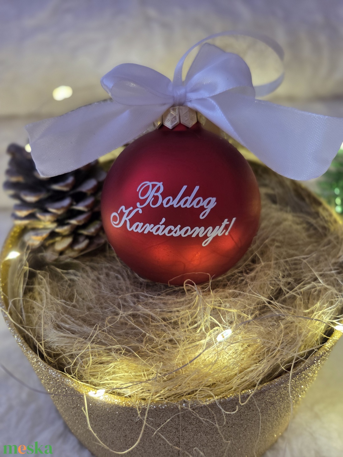 Karácsonyi üveg gömb - karácsony - karácsonyi lakásdekoráció - karácsonyfadíszek - Meska.hu