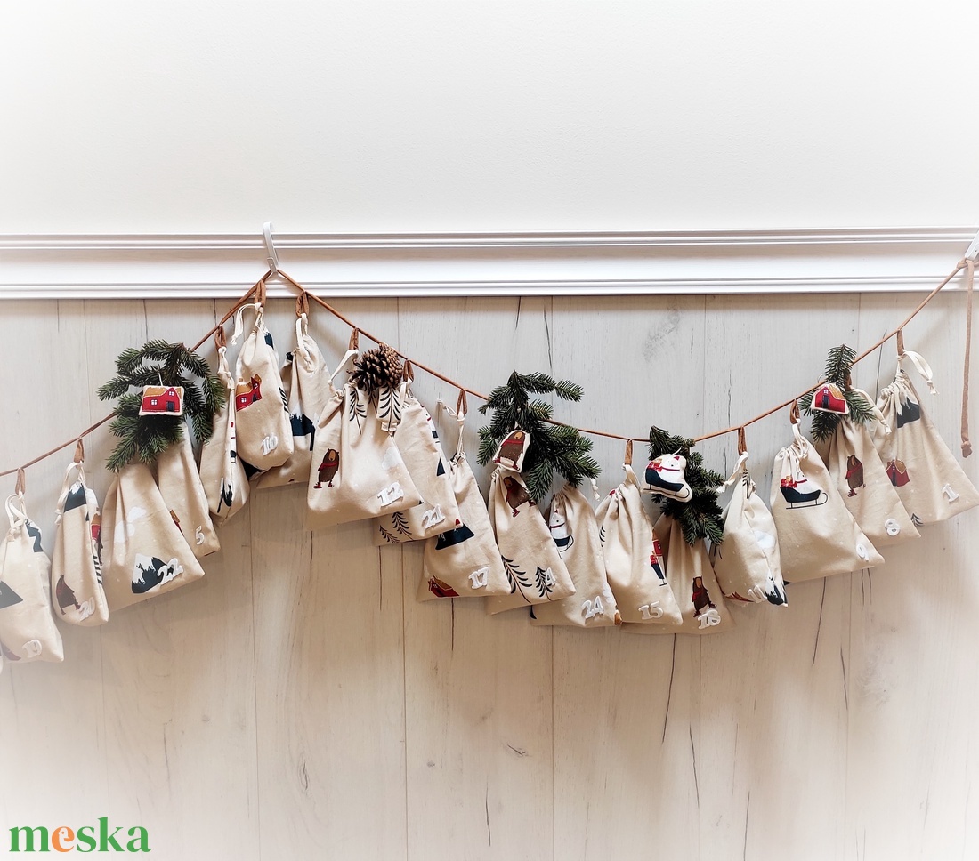 Adventi naptár, zsákok - karácsony - adventi díszek - adventi naptár - Meska.hu
