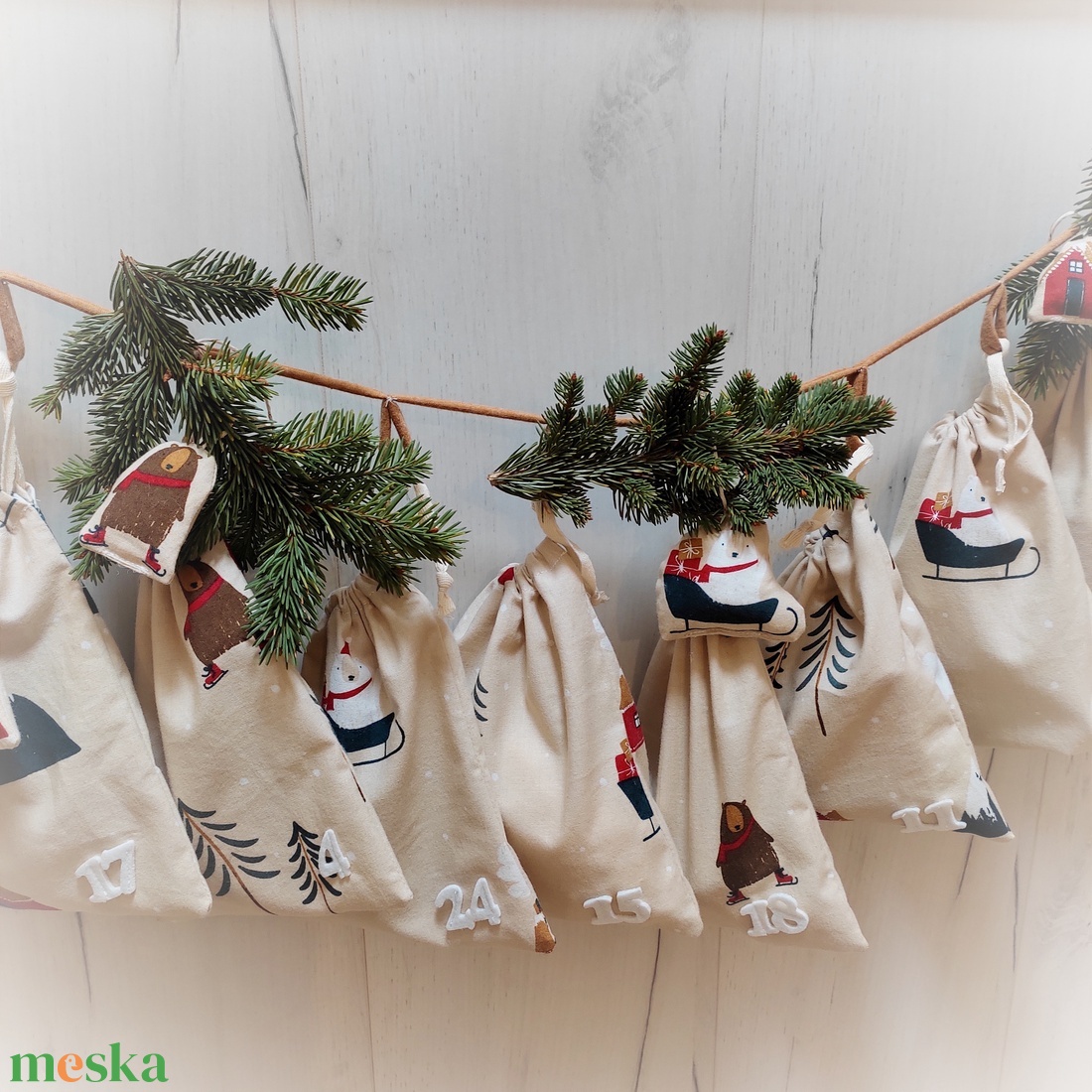 Adventi naptár, zsákok - karácsony - adventi díszek - adventi naptár - Meska.hu