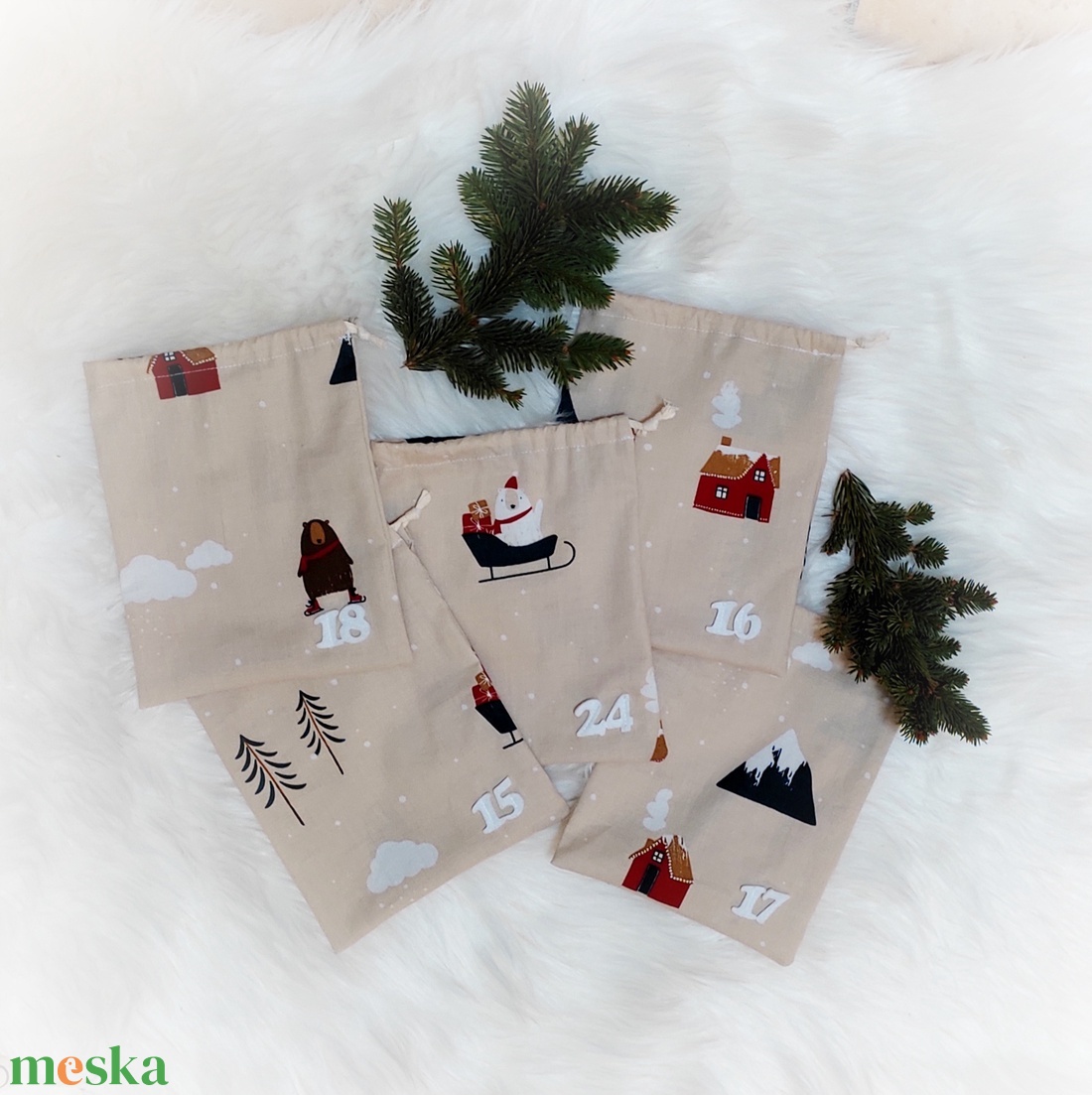 Adventi naptár, zsákok - karácsony - adventi díszek - adventi naptár - Meska.hu