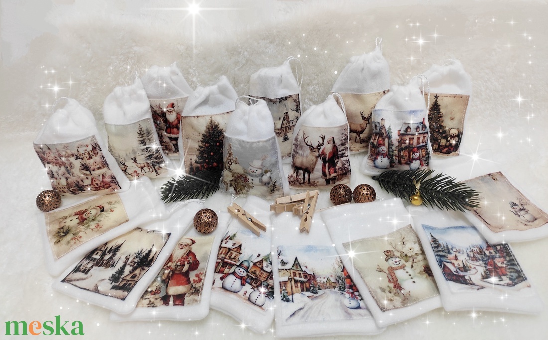 Adventi naptár, zsákok - karácsony - adventi díszek - adventi naptár - Meska.hu