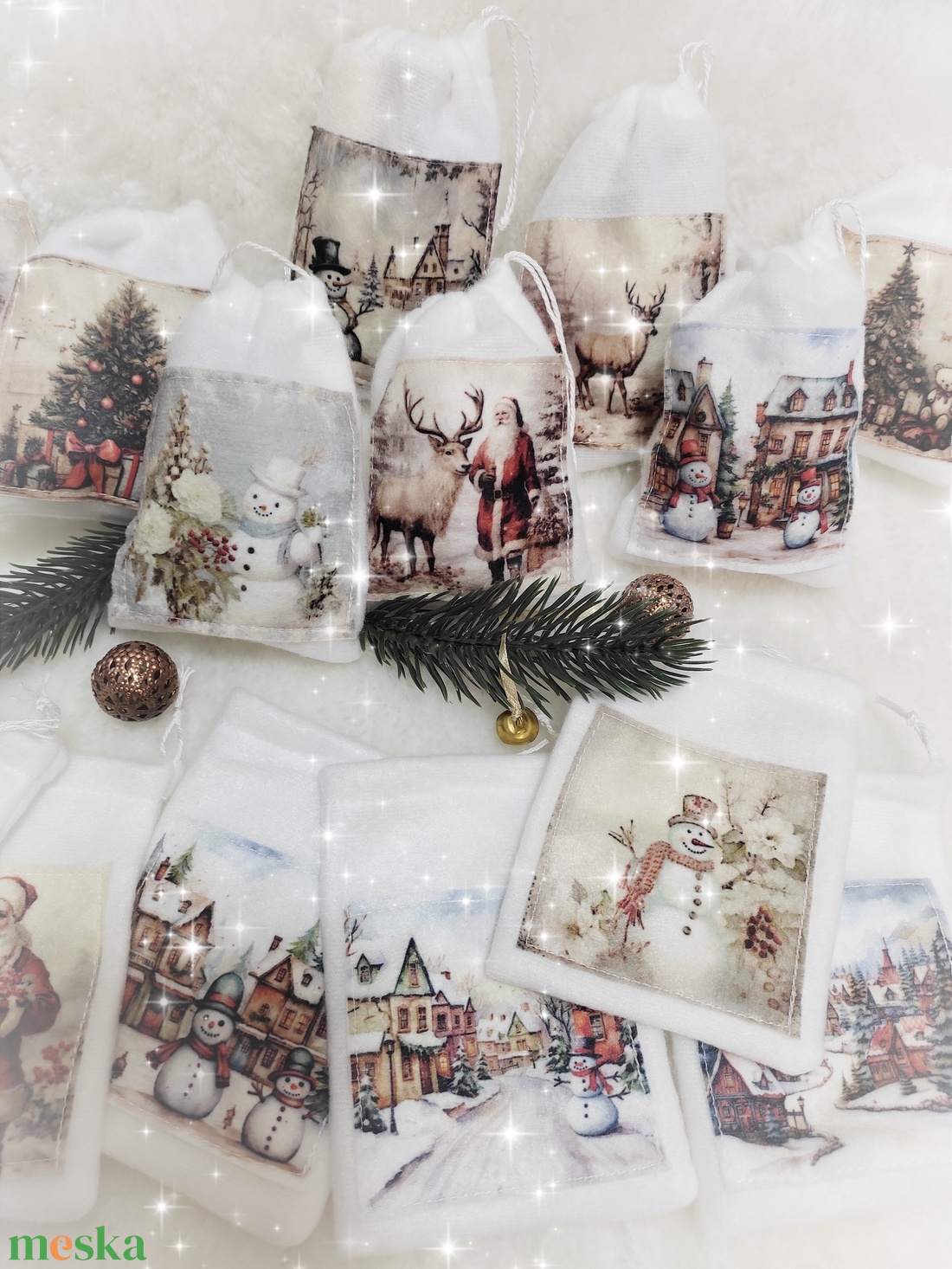 Adventi naptár, zsákok - karácsony - adventi díszek - adventi naptár - Meska.hu
