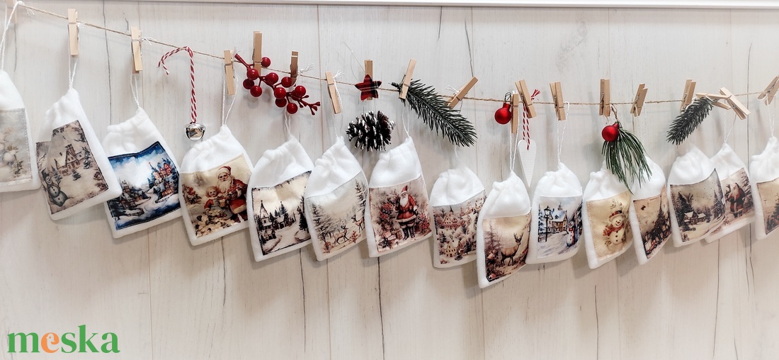 Adventi naptár, zsákok - karácsony - adventi díszek - adventi naptár - Meska.hu