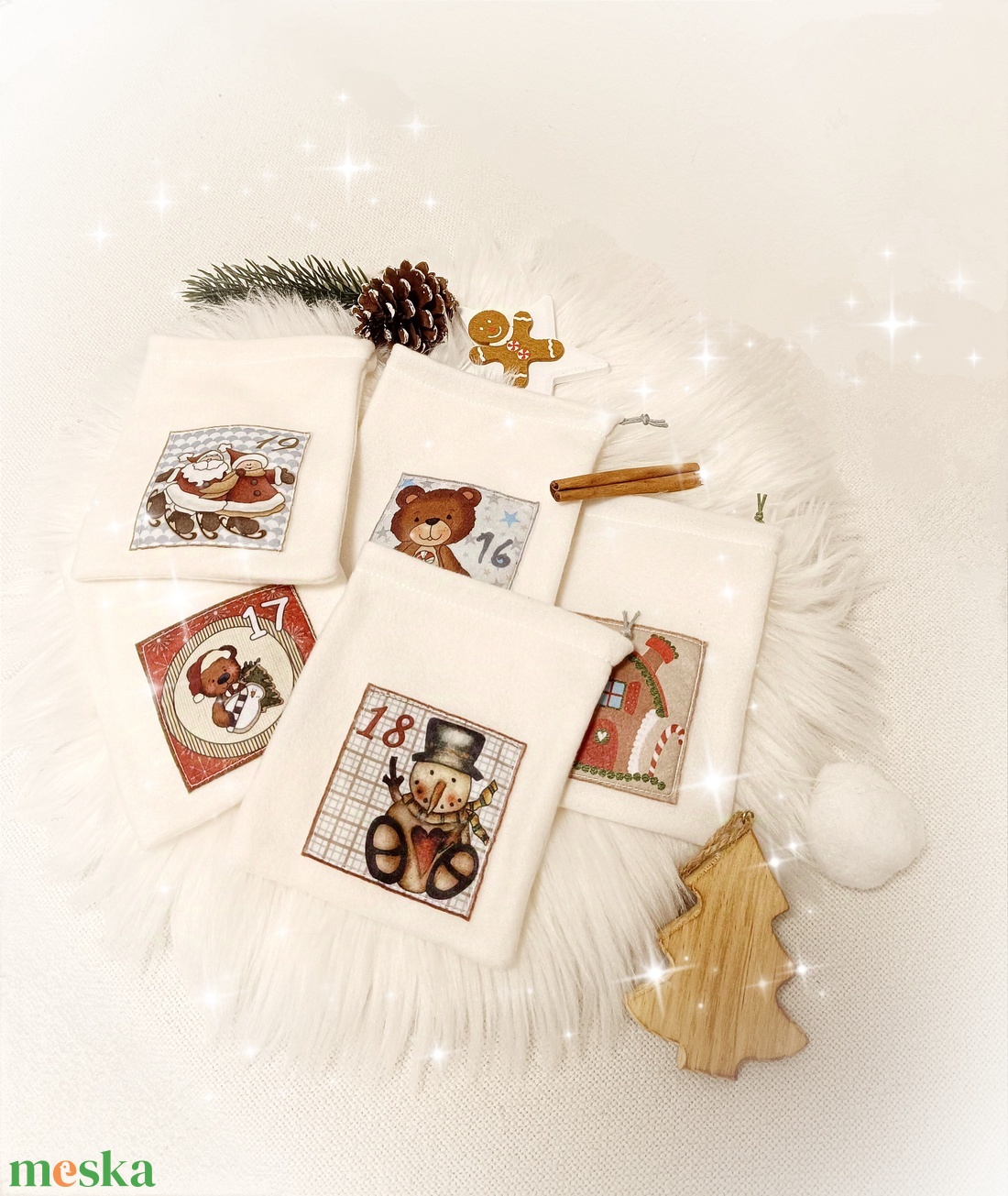 Adventi naptár, zsákok - karácsony - adventi díszek - adventi naptár - Meska.hu