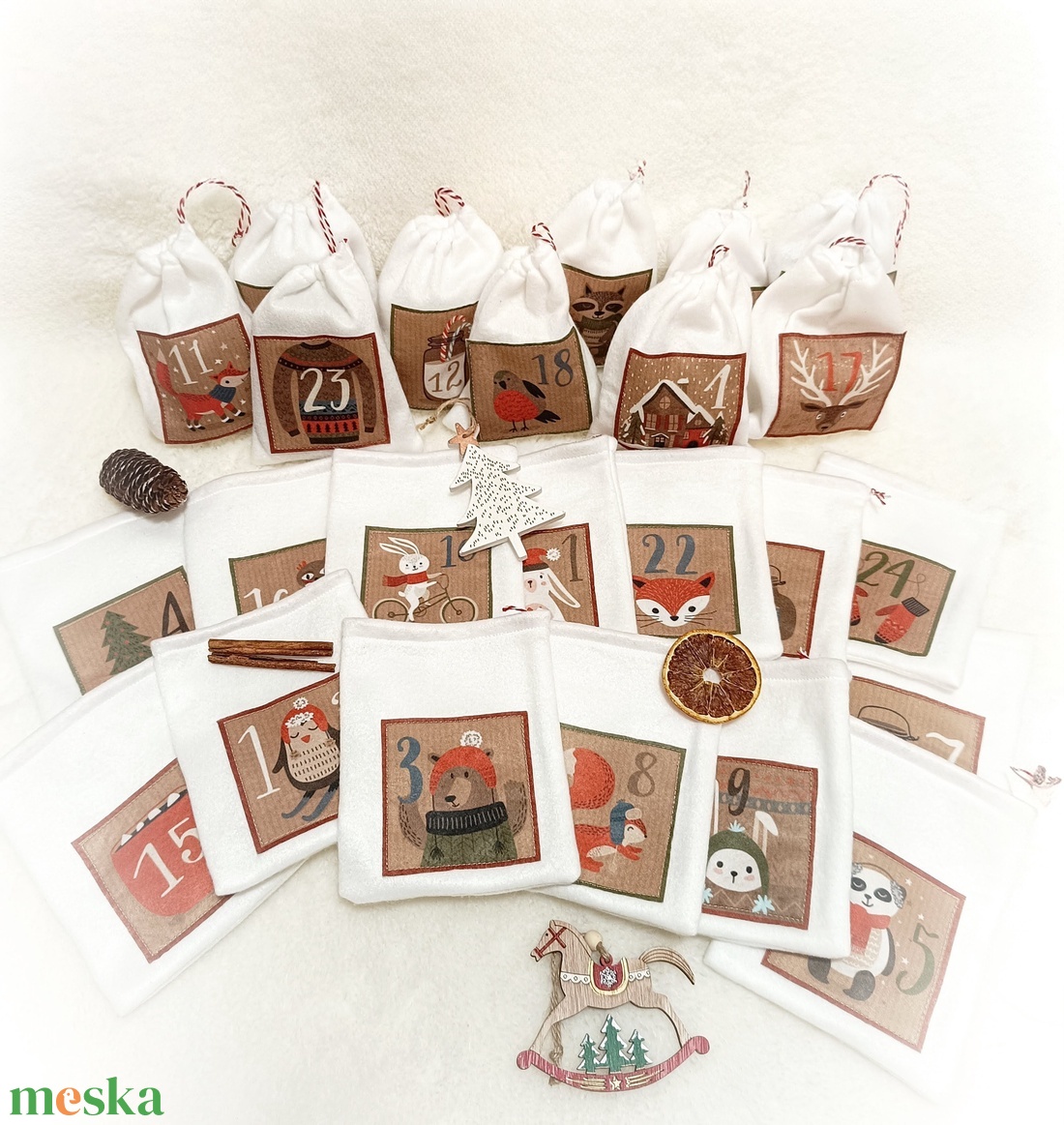 Adventi naptár polár zsákok - karácsony - adventi díszek - adventi naptár - Meska.hu
