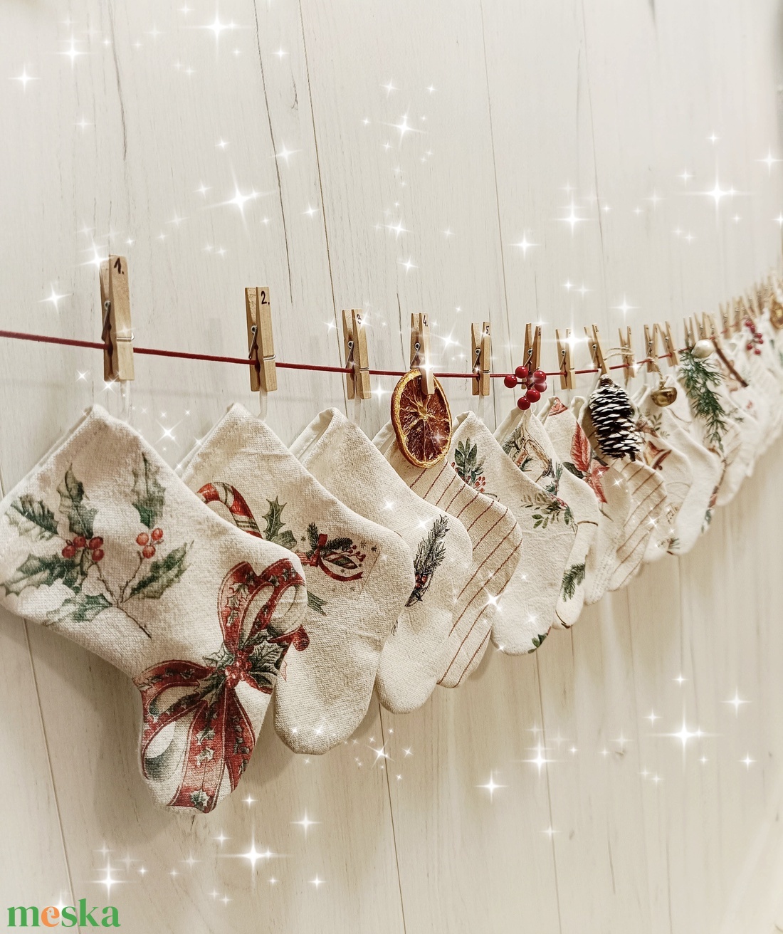  Újrahasznosított adventi naptár, csizmák - karácsony - adventi díszek - adventi naptár - Meska.hu